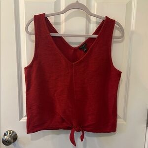 Ann Taylor Brick Red Sleeveless Crop Tie Front Tank Top Bohemian women’s Large